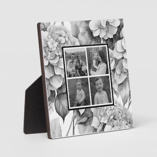 白エレガント灰黒色フローラ フォトプラーク (正面)