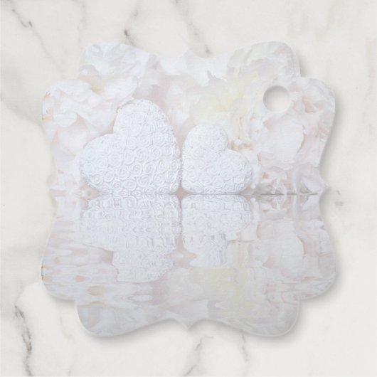 白エレガント牡丹とハートの結婚感謝 フェイバータグ (裏面)