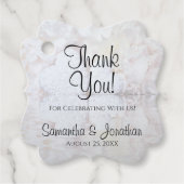 白エレガント牡丹とハートの結婚感謝 フェイバータグ (正面)