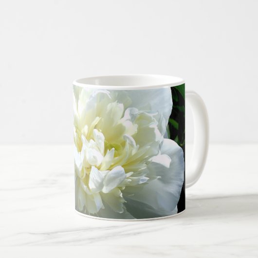 白エレガント牡丹の白フローラ写真 コーヒーマグカップ (正面右)