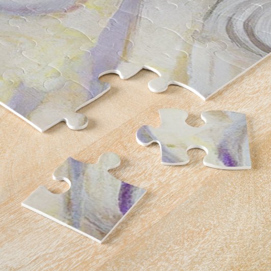 白エレガント犬モザイク金ゴールドクリムトスタイル ジグソーパズル (側面)