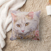 白エレガント猫の金ゴールドとダイヤモンド クッション (ブランケット)