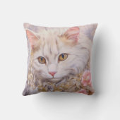 白エレガント猫の金ゴールドとダイヤモンド クッション (裏面)