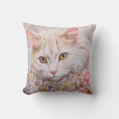 白エレガント猫の金ゴールドとダイヤモンド クッション (正面)