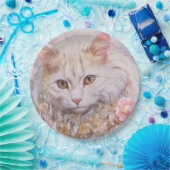 白エレガント猫の金ゴールドとダイヤモンド ペーパープレート (パーティー)