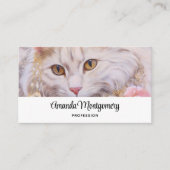 白エレガント猫の金ゴールドとダイヤモンド 名刺 (正面)