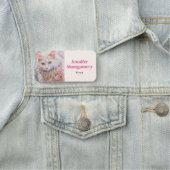 白エレガント猫の金ゴールドとダイヤモンド 名札 (インサイチュ)