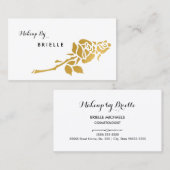 白エレガント白と金ゴールドフェイクバラメイクアップアーティスト 名刺 (正面/裏面)