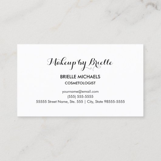 白エレガント白と金ゴールドフェイクバラメイクアップアーティスト 名刺 (裏面)