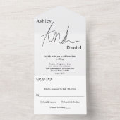 白エレガント白の書道シンプルの結婚 オールインワン招待状 (内側)