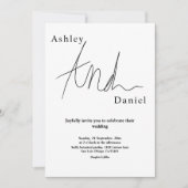 白エレガント白の書道シンプルの結婚 招待状 (正面)