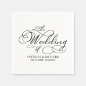 白エレガント白の書道結婚の スタンダードカクテルナプキン (正面)