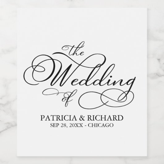 白エレガント白の書道結婚の ワインラベル (シングルラベル)