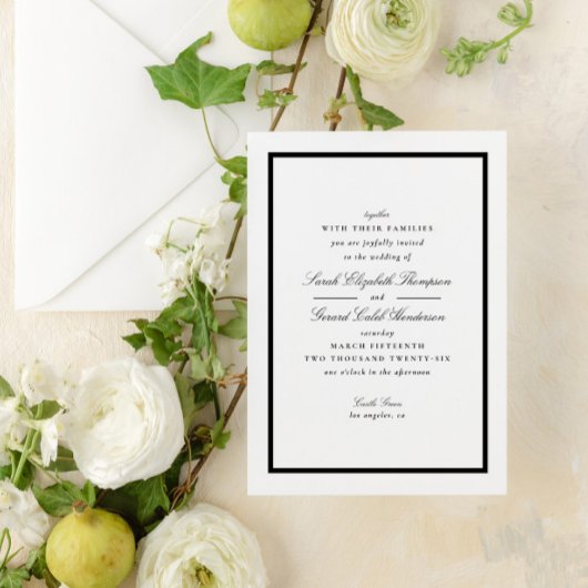 白エレガント白フォーマル書結婚 招待状