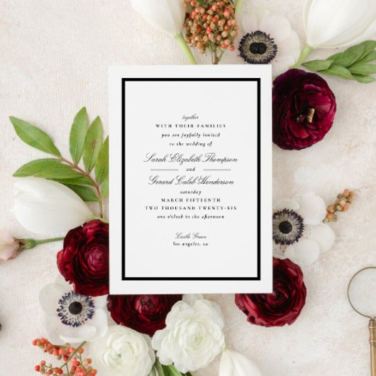 白エレガント白フォーマル書結婚 招待状