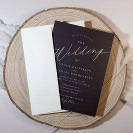 白エレガント白モダン書結婚 招待状