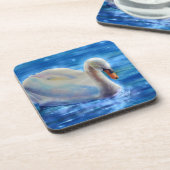 白エレガント白鳥の水絵を描色 コースター (左側)