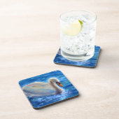 白エレガント白鳥の水絵を描色 コースター (右側)