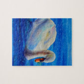 白エレガント白鳥の水絵を描色 ジグソーパズル (横)