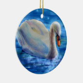白エレガント白鳥の水絵を描色 セラミックオーナメント (右)
