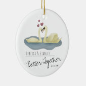 白エレガント白鳥結婚夫婦 セラミックオーナメント (右)