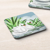 白エレガント白鳥 コースター (左側)