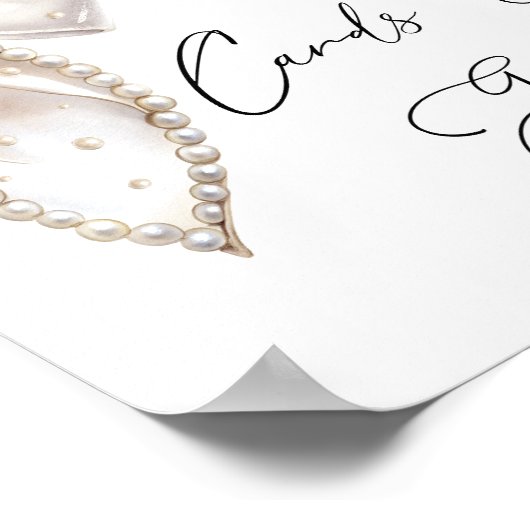 白エレガント真珠弓カードとギフト ポスター (角)