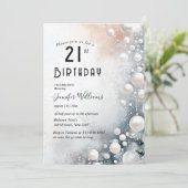 白エレガント真珠21歳の誕生日パーティー 招待状 (スタンド正面)