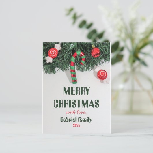 白エレガント科クリスカスタマイズマス シーズンポストカード (スタンド正面)