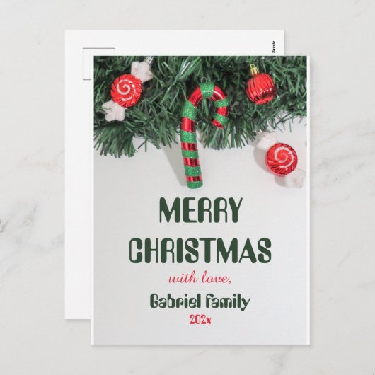 白エレガント科クリスカスタマイズマス シーズンポストカード (正面/裏面)