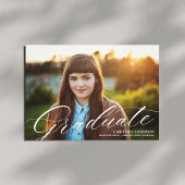 白エレガント筆書卒業写真 案内状