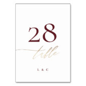 白エレガント紅梅ブルゴーニュ金ゴールドザ結婚ーズ テーブルナンバー (正面)