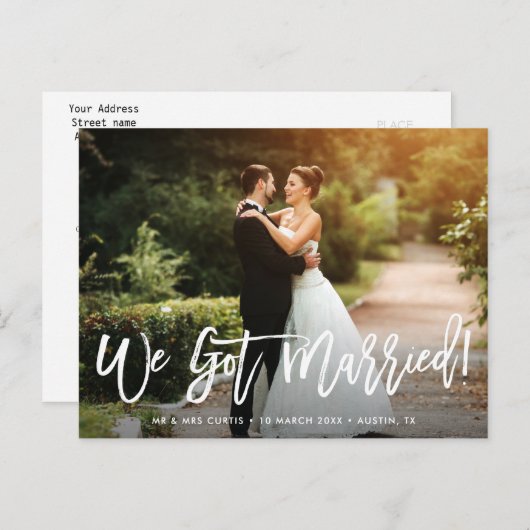 白エレガント素地の結婚台本の発表 ポストカード (正面/裏面)