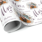 白エレガント紫の未来ミセス・ブライダルシャワー ラッピングペーパー (ロールコーナー)