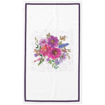 白エレガント紫の花の結婚テーブルクロス