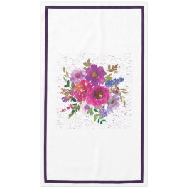 白エレガント紫の花の結婚テーブルクロス テーブルクロス