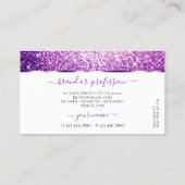 白エレガント紫グリッタースパークスターズイニシャル 名刺 (裏面)