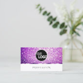 白エレガント紫グリッタースパークスター追加ロゴ 名刺 (スタンド正面)