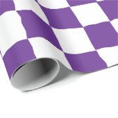 白エレガント紫チェッカーボ絵を描ード ラッピングペーパー (ロールコーナー)