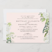 白エレガント紫陽花赤面両親結婚ズ 招待状 (正面)