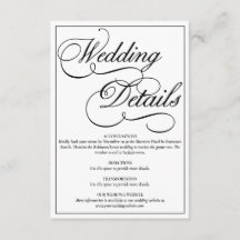 白エレガント結婚のフォーマル詳細カード