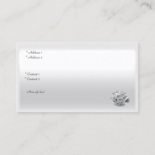 白エレガント絹シルバーボウ玉 名刺 (裏面)