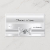 白エレガント絹シルバーボウ玉 名刺 (正面)