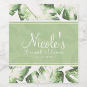 白エレガント緑のトロピカル葉のワ結婚イン ワインラベル (シングルラベル)