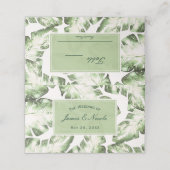 白エレガント緑のトロピカル離れ席 プレイスカード (外部開封)