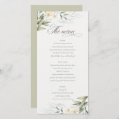 白エレガント緑のフローラ結婚のメニューカード サンキューカード (正面/裏面)