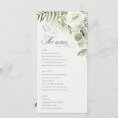 白エレガント緑のフローラ結婚のメニューカード サンキューカード (正面/裏面)