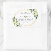 白エレガント緑のフローラ金ゴールドフレ結婚ーム 長方形シール (バッグ)