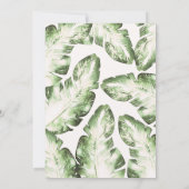 白エレガント緑の熱帯葉ブライダルシャワー 招待状 (裏面)