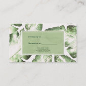 白エレガント緑の熱帯離れの人が友人を参照 紹介カード (裏面)